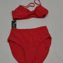 Blooming Jelly Womens High Waisted Bikini Set Tie Knot High Rise Two Piece Swimsuits Bathing Suits X-Small