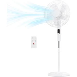NEWBULIG 17" Pedestal Fans with Remote, Oscillating Standing Fan with 3 Speed & 3 Model, Quiet Timer Stand Up Fan for Indoor, Bedroom, Living Room, Adjustable Height & Tilt Head, Easy Assembly