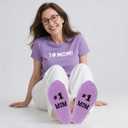 #1 Mom Coral Fleece Slipper Socks with Cupcake Gift Box Mom, Grandma, Niece, Aunt, Sister, Daughter Gifts(Hot Pink/Purple) (Purple)