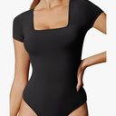 IUGA Bodysuits for Women Tummy Control Short Sleeve Square Neck Bodysuit Women's Slimming Basic Body Suit Tops L