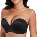 DotVol Women Hand Shape Custom Lift Invisible Wirefree Anti-Slip Strapless Push Up Bra (40D, Wing Pure Black)