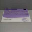 Wireless Keyboard with 7 Colored Backlits, Wrist Rest, Phone Holder, Rechargeable Ergonomic Computer Keyboard with Silent Keys, Full Size Lighted Keyboard for Windows, MacBook, PC, Laptop (Purple)