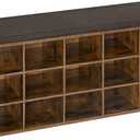 VASAGLE CUSTOS Collection - Shoe Bench, Storage Bench with Padded Seat, Entryway Bench with 15 Compartments, for Bedroom, 11.8 x 41.3 x 18.9 Inches, Rustic Brown and Chestnut Brown ULHS15BX