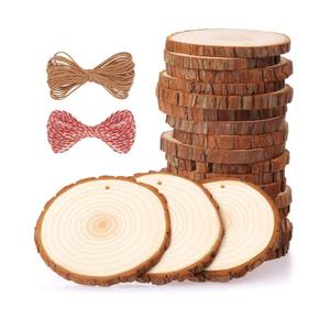 Fuyit Natural Wood Slices 20 Pcs 3.5-4 Inches Craft Wood Kit Unfinished Predrilled with Hole Wooden Circles Tree Slices for Arts and Crafts Christmas Ornaments DIY Crafts