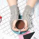 SATINIOR 4 Pair Fingerless Gloves for Women Men Crochet Thumb Hole Winter Knit Arm Wrist Warmer Mitten Typing Driving