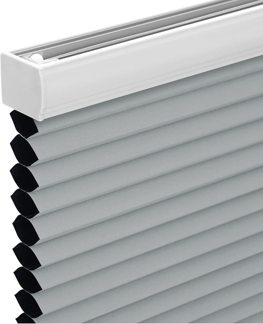 Changshade Cordless Cellular Shades, Blackout Honeycomb Shades for Windows, Room Darkening Pleated Blinds, Easy to Install for Indoor Windows and French Doors, 33" W x 72" H, Grey