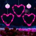 Artmag 3 Pcs Valentines Day Window Lights Decorations with Timer, Heart Shaped Silhouette Battery Powered Hanging Led Lamp for Valentine's Day Lover Home Decor Pink