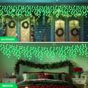 Retisee 65ft Green St. Patrick's Day Solar Icicle Lights for Outdoor Decor 600 LED Waterproof Irish Curtain String Lights Solar Powered Icicle String Light for Outside Indoor Yard Porch Hanging Decor