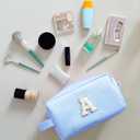 I IHAYNER Personalized Initial Makeup Bag Birthday Gifts for 4 5 6 7 8 9 10 11 13 14 Year Old Girls Teen Girl Trendy Stuff Graduation Toiletry Bag Blue-M (Blue)