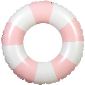 Medium 25 Inch Classic Striped Swim Ring for Kids and Adults, Inflatable Pool Float, Inner Tube for Summer Party Beach (Pink)