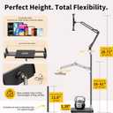 FoldWise Foldable iPad & Tablet Floor Stand - Sturdy 11lb Metal Weighted Base, 360 Rotation, Height & Angle Adjustable Kindle Holder for Bed & Couch - Fits iPad Pro/Air/Mini, Kindle, Switch, Phone