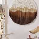IOWER Macrame Wall Hanging Round Hoop Circle Handmade Home Wall Dcor 20" (Yellow)