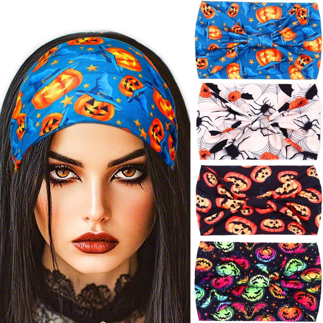 Urieo Halloween Headband Pumpkin Hair Bands Wide Festival Hair Accessories for Women