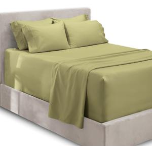 Hearth & Harbor Extra Deep Pocket Queen Sheets Sets - Fits Mattress 18-24 Inches Deep - Extra Deep Pocket Sheets - 6 Piece Queen Size - Sage