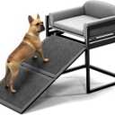 Pet Stairs Ramp Doggie Stairs with Seat,Extra Wide Seat Mate Chair Ramps Puppy for High Bed Couch Office,Non Slip Dachshunds Ladder,Pet Step for Small Dogs,Cat Ladder Grey(Hold Up to 100 lbs) (Gray)
