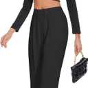 Summer Work Pants for Women Business Casual Office Dress Pants Trousers with Pockets, X-Large, Black (Thin) (Black)