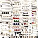 TIHOOD 110PCS Pearl Brooch Pins Women Decorative Safety Pins Pant Clothing Shawl Clips Artificial Pearls Brooch Elegant Pearl Cardigan Collar Brooch Clips Waist Tightener Safety Pins