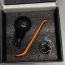TEMSONE Universal Carbon Fiber Shift knob Round Ball Compatible with Lock/Button Automatic Transmission,Give for Boyfriend Father's Carbon Pattern Gear Shift Gift Box(Black)