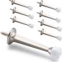 HOME MASTER HARDWARE Heavy Duty Solid Door Stop - Screw-in Rigid Design, Satin Nickel Finish w/plasticsTip, Pack of 8