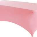 Peomeise 8FT Spandex Table Cover Rectangular Stretch Spandex Tablecloth (Pink,8FT)