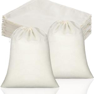 Tatuo 50 Pcs 10 x 12 Inches Muslin Cotton Drawstring Bags Canvas Linen Sachet Bag Reusable Empty Gift Pouch for Party Home Supplies