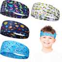 4 Pack Athletic Sweatbands - Breathable, Non-Slip Headbands for Boys, Girls, Kids Workout, Gym, Running, Exercise