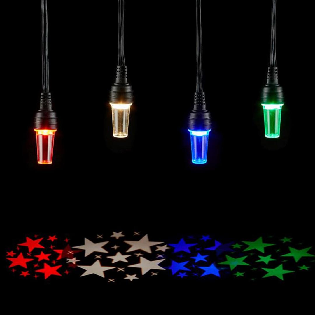 Vigdur 4th of July Lights - 31.4FT Red White Blue Star Lights with 10 LEDs Plug in, Patriotic Day Decorations Light for Party Patio Yard Independence Day Decor