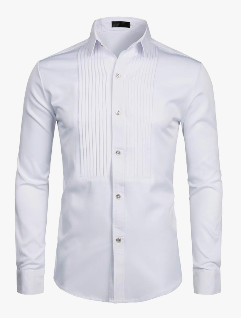 ZEROYAA Mens Slim Fit Long Sleeve Tuxedo Dress Shirts/Prom Performing Shirts 18 Y