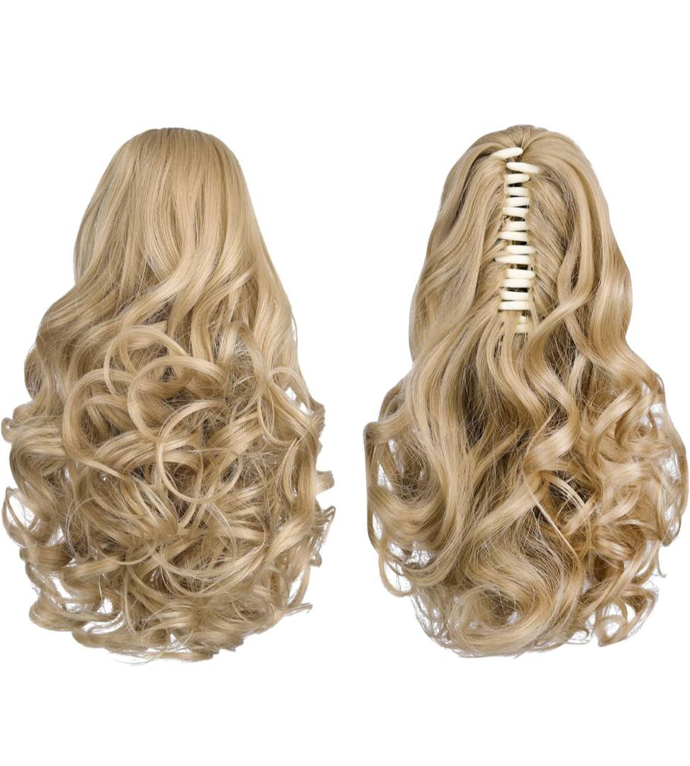 HSPJHTM Blonde Ponytail Extensions 10" Pony Tails Hair Extensions Clip Ponytails for Women Halloween Clip Hair Piece Wavy Pony Tails Synthetic Girls