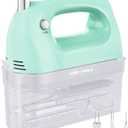 Lord Eagle Hand Mixer Electric Handheld 400W, 5-Speed Lightweight Kitchen Mixer with Storage Case, 5 Stainless Steel Attachments for Baking Cake Egg Cream Food Beater, Turbo+Eject Button, Green