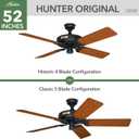 Hunter 52 inch Outdoor or Indoor Ceiling Fan No Light - Black Ceiling Fan without Light, For Patio, Porch, Garage, or Living Room, Standard Mount, 5 Blades, Pull Chain - Original 23838, Matte Black