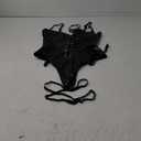 Lilosy Sexy Lace Up Leather Pu Wireless Garter Women Teddy Bodysuit Corset Bustier Top Outfit Nightout One Piece (Large, Black)