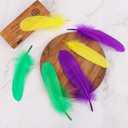 CCINEE 200 Pcs Mardi Gras Goose Feathers Bulk 6-8 Inch Large Colorful Purple Golden Yellow Green Feathers for DIY Crafts, Carnival Masquerade Party Costume Decoration