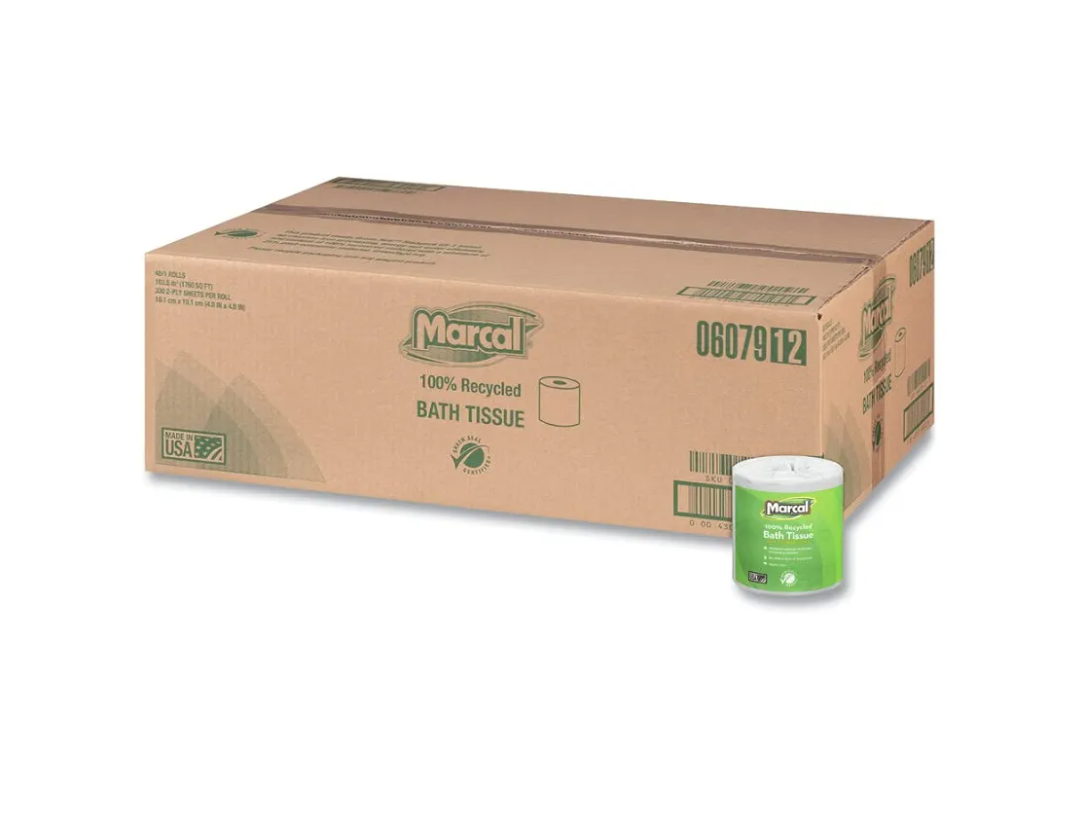 Marcal 6079 Bath Tissue, 2-Ply, 336 Shts/Roll, 48 Rolls/CT, White