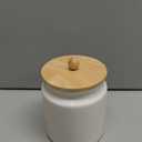 Sweejar Ceramic Kitchen Canisters, Porcelain Food Storage Jar with Airtight Seal Wooden Lid, Home Container Serving for Coffee Beans, Tea-leave, Sugar, Salt and More (White, XS (6.8 FL OZ))