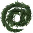 2Pack 6FT Christmas Garland Real Touch Norfolk Pine Garlands, Realistic Greenery Garland for Mantle, Fireplace, Stairs, Table, Door, Porch, Deluxe Green Garland for Indoor Outdoor Winter Holiday Xmas Decor
