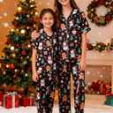 TUONROAD Girl's Christmas Pajamas Set & Casual Lapel 2pcs Button Sleepwear Size 12-14 (Black)
