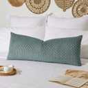 Kevin Textile 14x36 Inch Long Lumbar 1 Pack Boho Decorative Throw Pillow Cover Soft Striped Corduroy Rectangle Cushion Case Farmhouse Solid Color Accent for Living Room Couch Sofa Bed, Teal Green