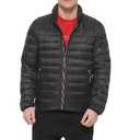 Tommy Hilfiger Mens Embroidered Logo Puffer Jacket (XX-Large, Black)