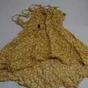 ZAFUL Women's Ditsy Floral Cami Mini Dress V-Neck Cross Back Ruched Frilled A-Line Dress Swing Skater Beach Dress S