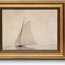 Gold Framed Vintage Wall Art for Living Room, Seaview Painting Prints Shelf Decor for Kitchen, Aesthetic Bedroom Wall Art, Christmas Gifts for Friends or Family (White Sailboat - 8"x10")