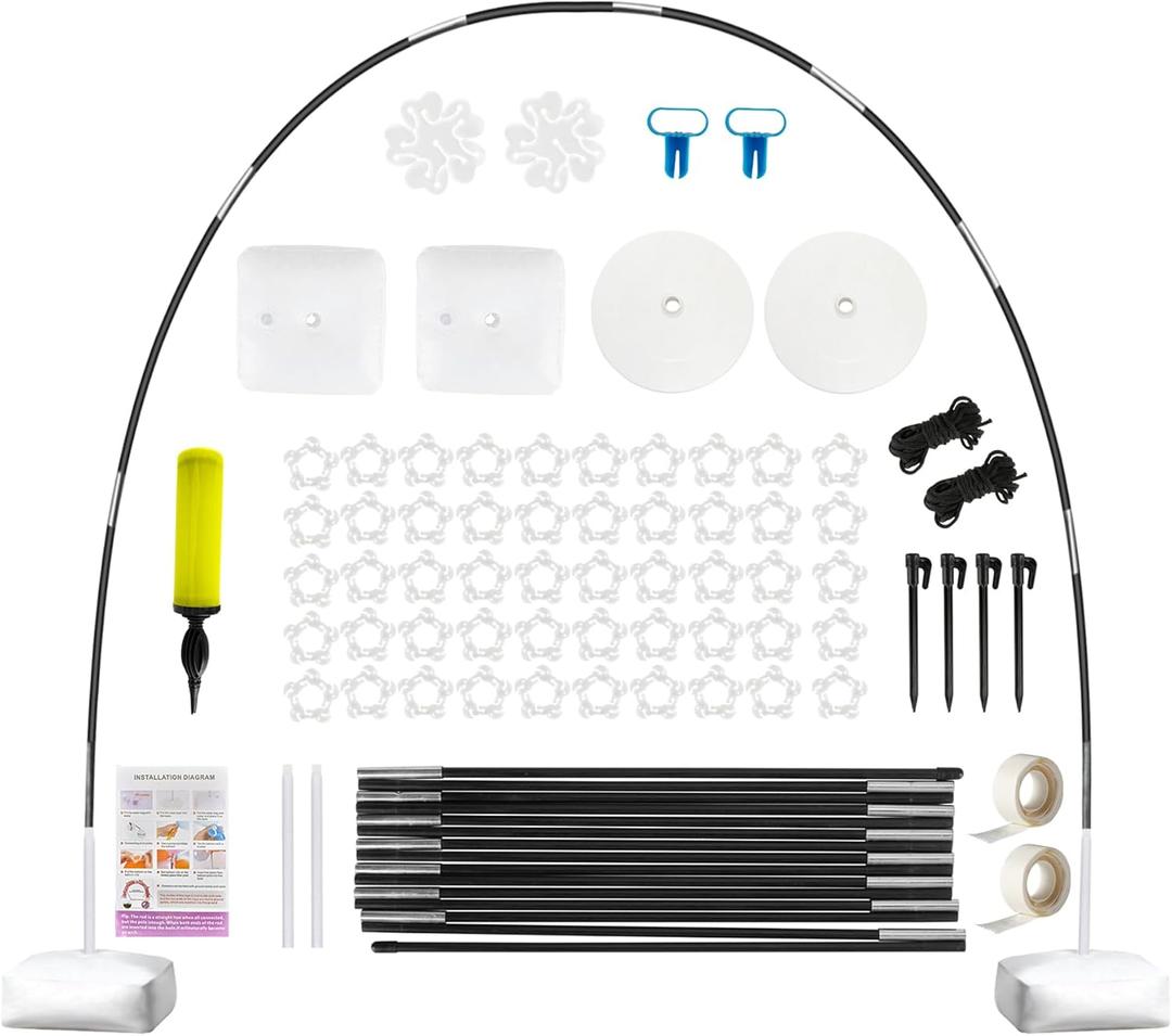 Balloon Arch Kit Frame, 10ft Wide & 9ft Tall Adjustable Balloon Arch Stand for Floor with Base for Graduation Wedding Birthday Baby Shower Party Decorations (Black)