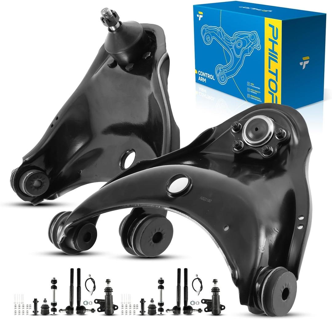 PHILTOP 15pcs Suspension Kit Fit for Chevy GMC Tahoe Yukon C1500 C2500, Upper Control Arms w/Ball Joints Lower Ball Joints Sway Bars Tie Rods Idler Pitman Arm Sleeves Idler Bracket