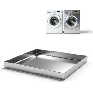32" x 32" x 2.5" Washing Machine Drain Pan, Washer Tray for Floor Protection, Dishwasher Drain Pan, Pan for Under Washing Machine, 304 Stainless Steel, No Drain Port