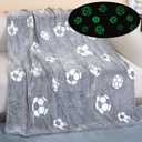 Sviuse Glow in The Dark Soccer Blanket Glow Soccer Blankets for Kids and Adults Soft Cozy Football Fans Gifts Sports Ball for Boys Men Throw Balls Decor (Glow Soccer, 50" X 60")