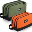 Small Tool Bag 2 Pack, Zipper Tool Pouch Two Compartments, 10 12 inch Utility ToolBag with Carrying Handle, Toolbox Storage Organizer for Electrician Mechanic, Gift for Men Dad, Orange/Green