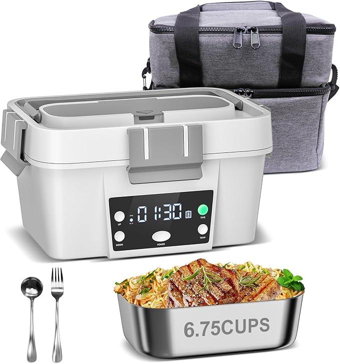 Cordless Electric Lunch Box for Work – 16000mAh Battery Powered Self Heating Food Warmer, 1.6L Portable Heated Lunchbox for Truck Drivers, Construction & Outdoor Use