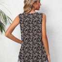 Ficerd Women's Tank Tops Sleeveless Tunic Pleated Crew Neck Blouses Summer Dressy Casual Loose Spring T Shirts (Black, L)