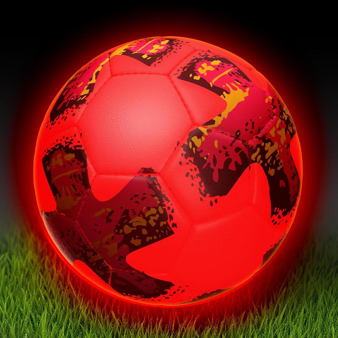 MOONTOY Light-Up Soccer Ball with LED Lights, Official Size 5 Soccer Ball for Kids, Teens & Adults - Perfect for Night Games, Training, and Outdoor Fun - Includes Spare Batteries