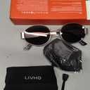 livho Retro Polarized Sunglasses - UV400 Protection, Oval Shape, Metal Frames - Matching Soft Case Inlcuded (Grey/Gold)